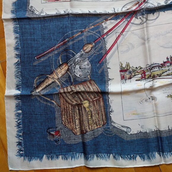 Unique Light 100% Silk Fly Fishing Sceneries Scarf - Picture 6 of 7